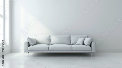 Silver sofa placed in a white room © Ukiuki-tsuguri