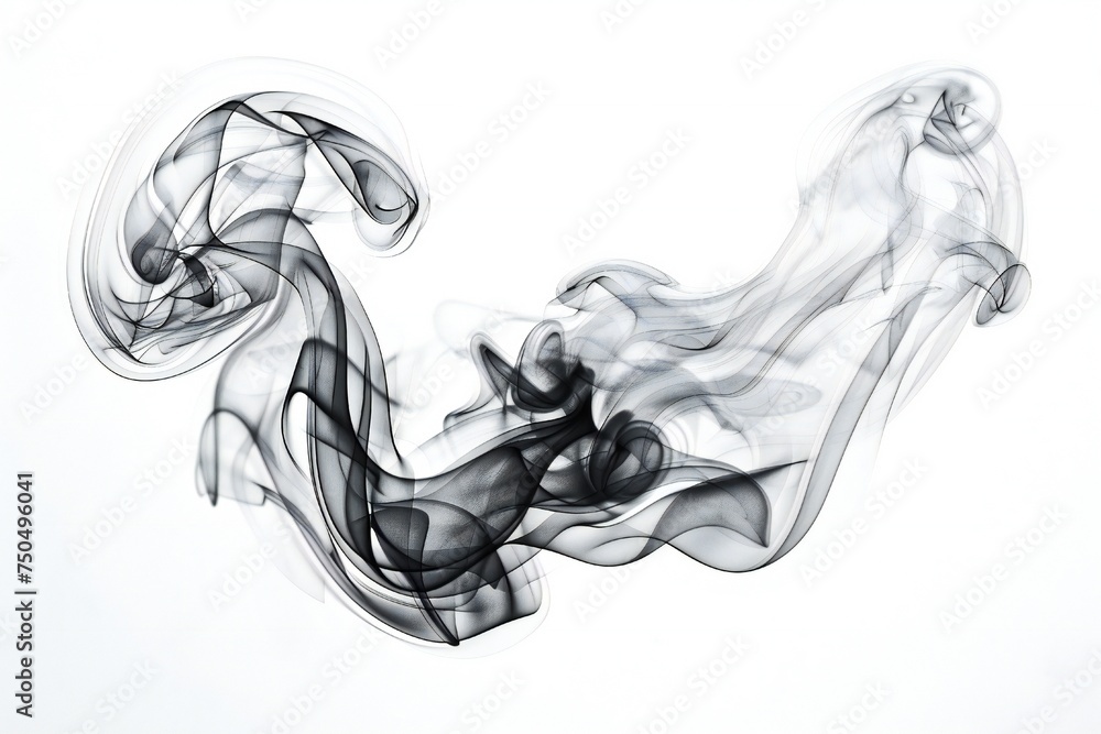 Black smoke isolated on white background Generative Ai Black smoke isolated on white background Generative Ai