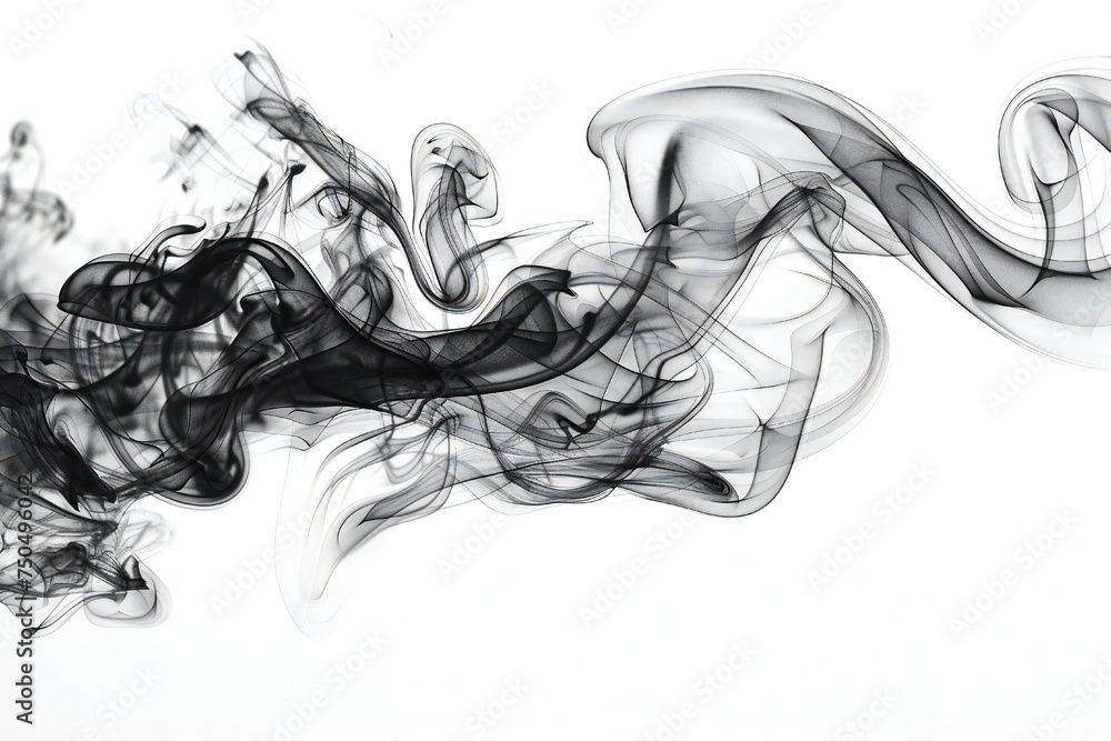 Obraz premium Black smoke isolated on white background Generative Ai 