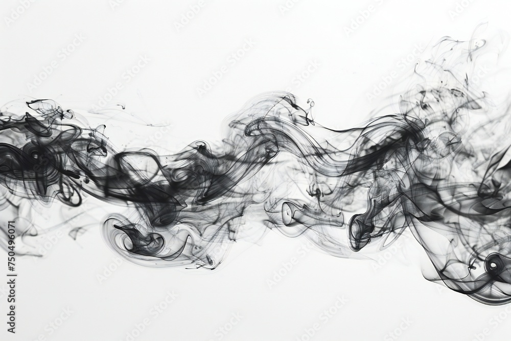 Black smoke isolated on white background Generative Ai Black smoke isolated on white background Generative Ai
