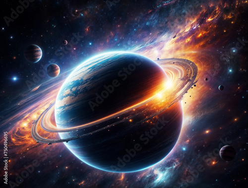 Space Fantasy: Earth, Sun, and Planets Illuminate the Cosmos