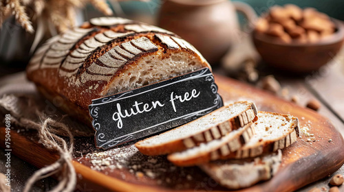 Bread products with an inscription gluten free, heathy life concept  photo