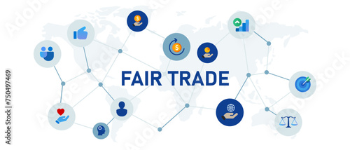 icon fair trade for business commerce financial partnership producer market sale
