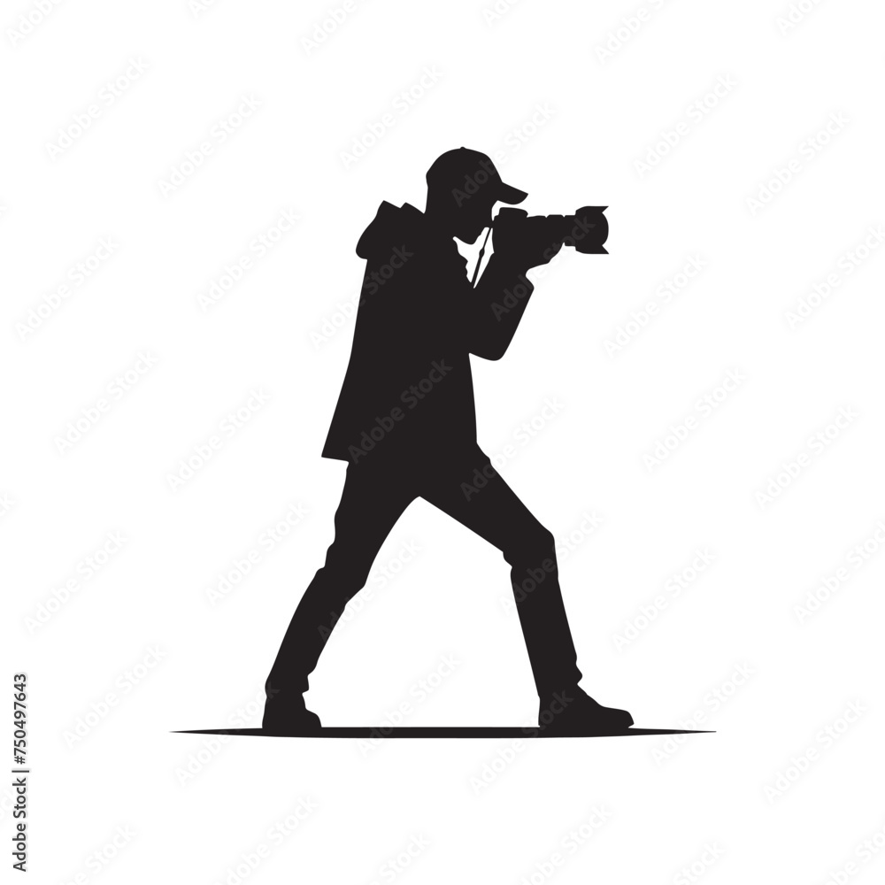 Lens Artist: Vector Camera Man Silhouette - Expertly Framing Moments with Precision and Creativity. Photographer vector, Photographer Illustration.
