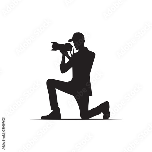 Lens Artist: Vector Camera Man Silhouette - Expertly Framing Moments with Precision and Creativity. Photographer vector, Photographer Illustration.
