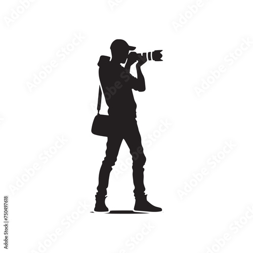 Lens Artist: Vector Camera Man Silhouette - Expertly Framing Moments with Precision and Creativity. Photographer vector, Photographer Illustration.