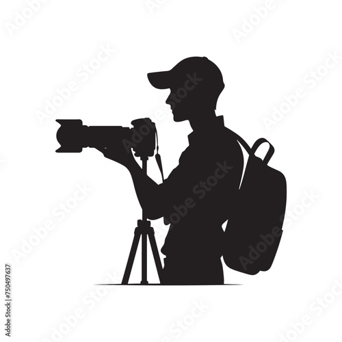 Lens Artist: Vector Camera Man Silhouette - Expertly Framing Moments with Precision and Creativity. Photographer vector, Photographer Illustration.