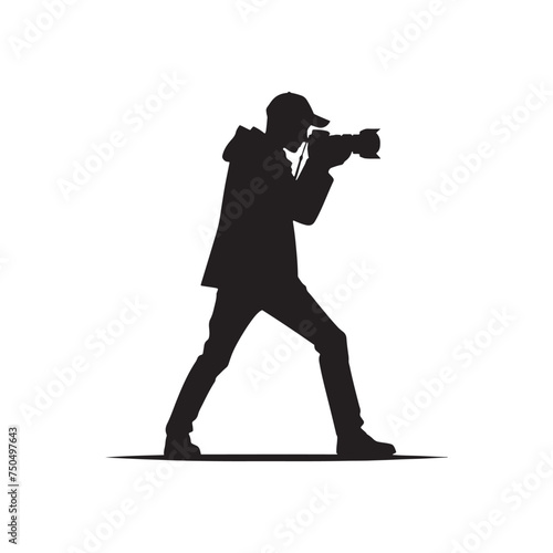 Lens Artist: Vector Camera Man Silhouette - Expertly Framing Moments with Precision and Creativity. Photographer vector, Photographer Illustration.