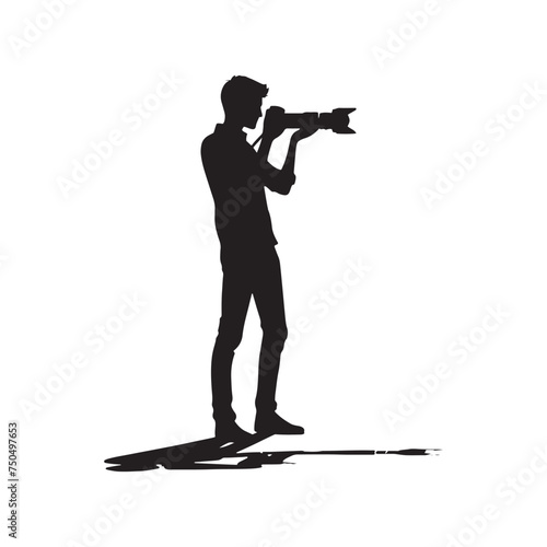 Lens Artist: Vector Camera Man Silhouette - Expertly Framing Moments with Precision and Creativity. Photographer vector, Photographer Illustration.