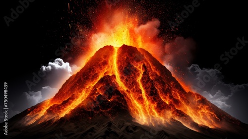 Fiery volcanic eruption creating captivating display with room for text