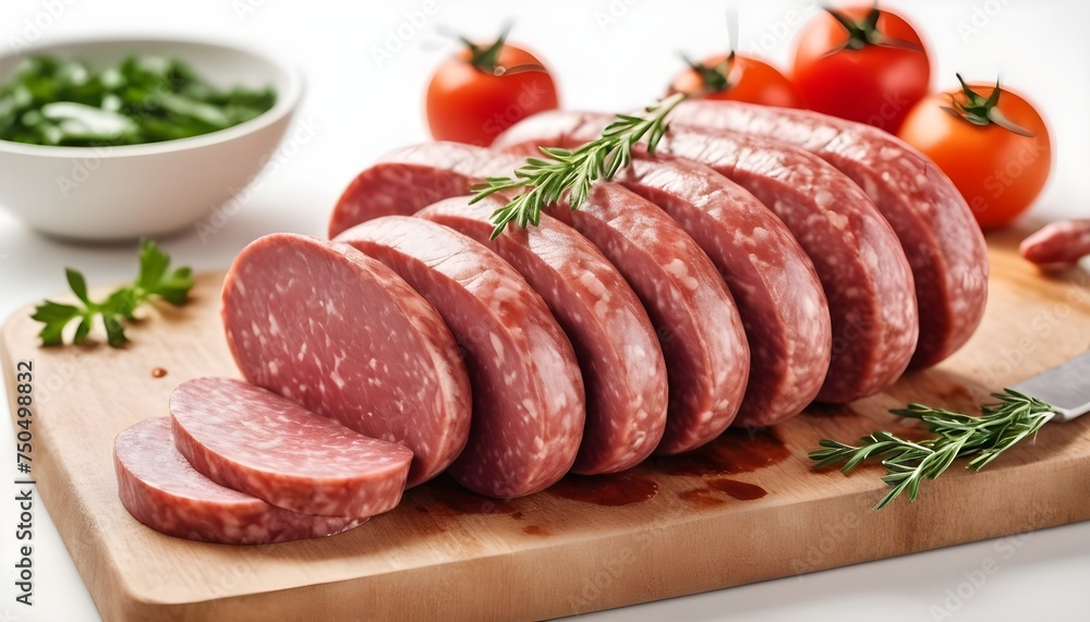 Sliced beef meat sausage