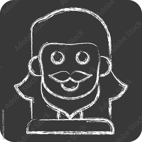 Icon Mustache. related to Hipster symbol. chalk Style. simple design editable. simple illustration