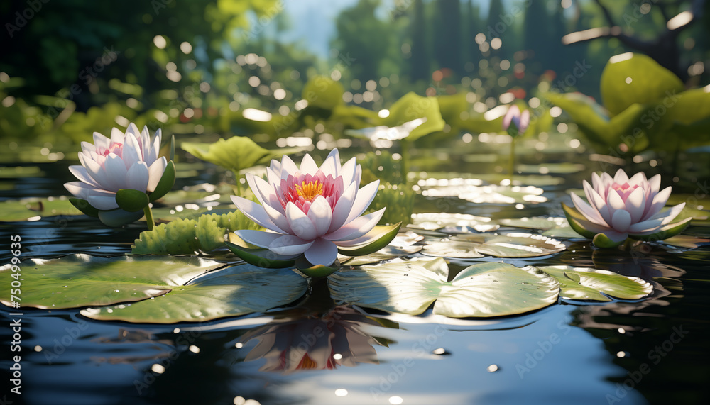 lotuses on the pond. blooming lotuses. lotuses on the pond. blooming lotuses.