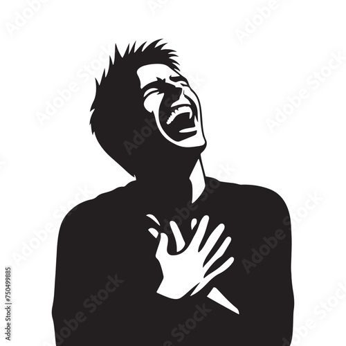 Glee Echoes: Vector Laughing Person Silhouette - Capturing Joyful Reactions in Expressive Form with Delightful Charm. laughing person vector, laughing person Illustration.