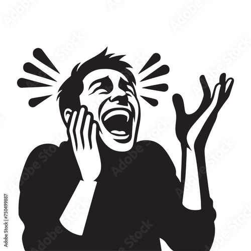 Glee Echoes: Vector Laughing Person Silhouette - Capturing Joyful Reactions in Expressive Form with Delightful Charm. laughing person vector, laughing person Illustration.