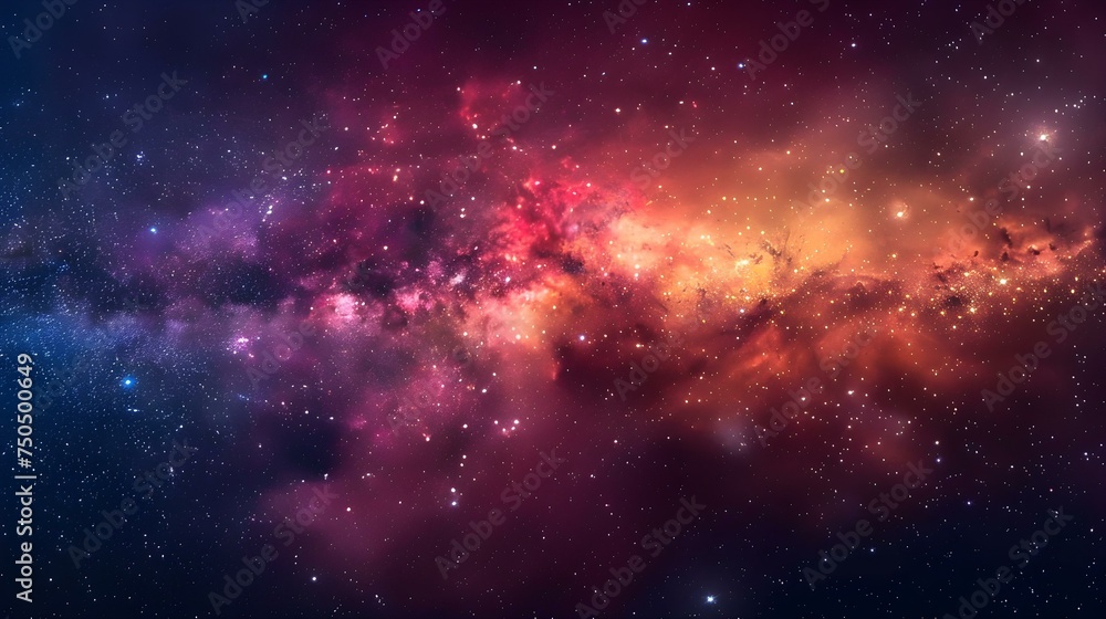 Vibrant nebula contrasting with dark star field in deep space scene. Concept Star Field, Nebula, Deep Space, Vibrant Colors, Contrast