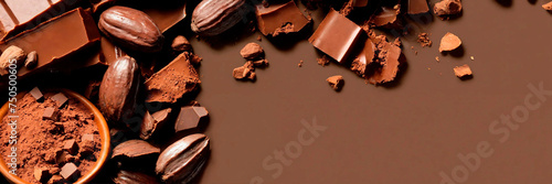 cocoa beans and chocolate. Selective focus. © Erik