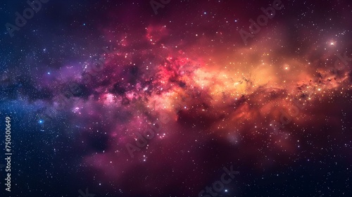 Vibrant nebula contrasting with dark star field in deep space scene. Concept Star Field  Nebula  Deep Space  Vibrant Colors  Contrast