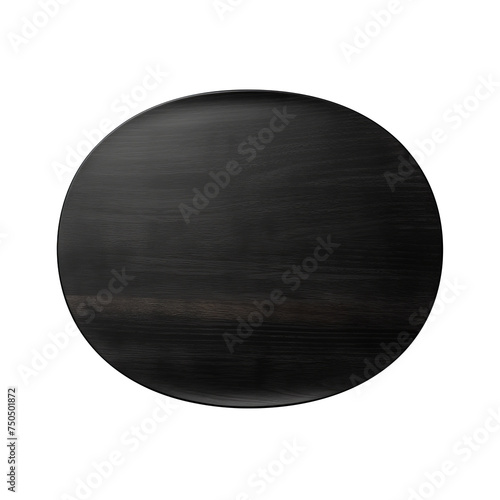 Empty black wooden tray on white background with clipping path, top view.