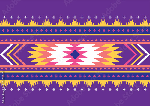 Obraz na plátně ethnic geometric pattern with purple tone,native fabric,geomatic pattern ,lined
