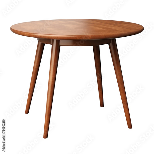 Wooden round table isolated with clipping path. photo