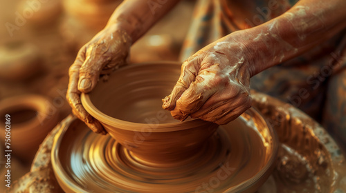 Pottery Clay Potter Hands Making Pot Concept