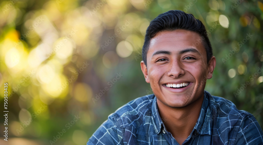 Φωτογραφία Young, man and portrait of a male laughing in a park for peace, contentment and vitality