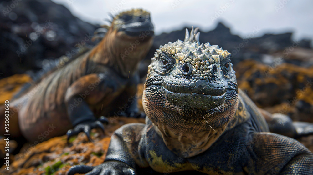 Marine iguana in the Galapagos Islands Ecuador 
