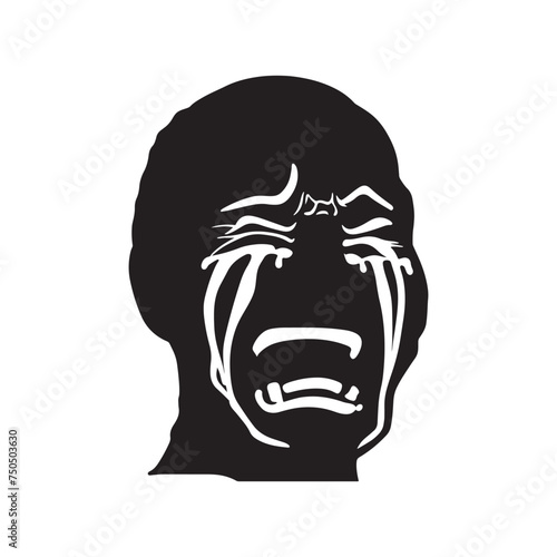 Tearful Embrace: Vector Crying Person Silhouette - Expressing Emotion Through Graceful Sorrow in Poignant Form. crying reaction vector, crying Illustration.