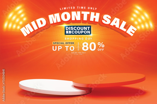 Mid month sale banner template design for web or social media are available for use on online shopping websites or in social media advertising.
