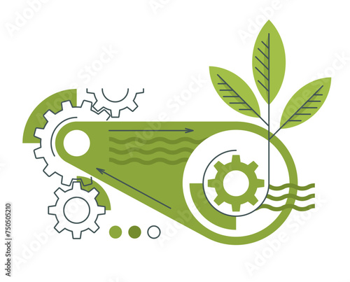 Belting with green leaves and gears mechanism