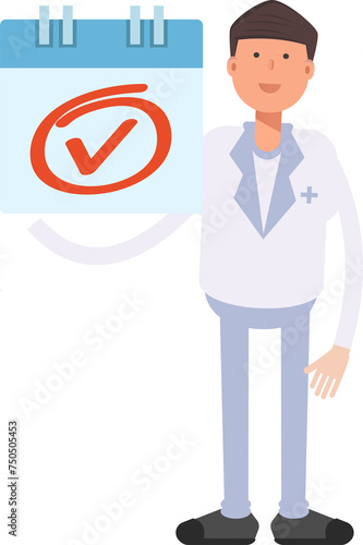 Physician Character and Check Mark Sign 