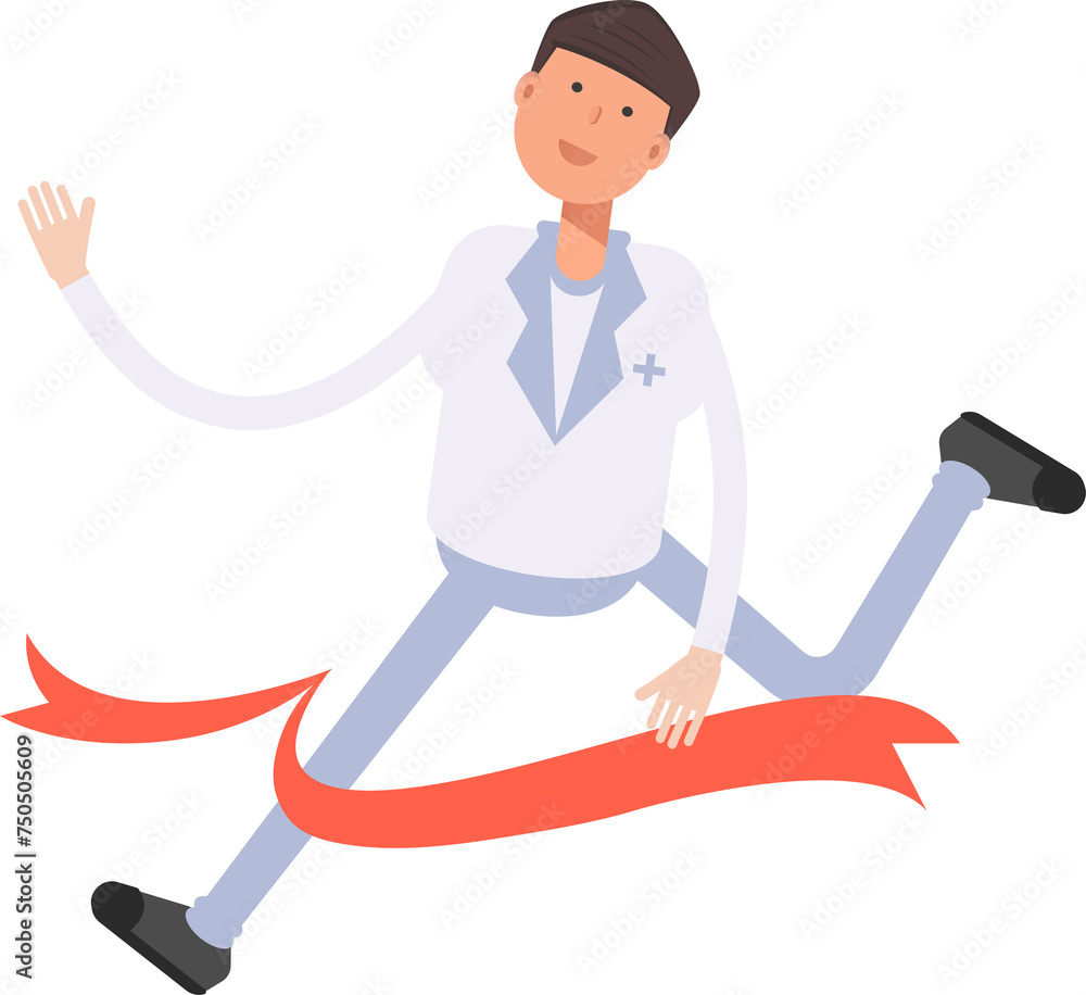 Physician Character Running at Finish Line
Physician Character Running at Finish Line