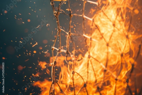 abstract background burning mesh
 football goal. place for text photo