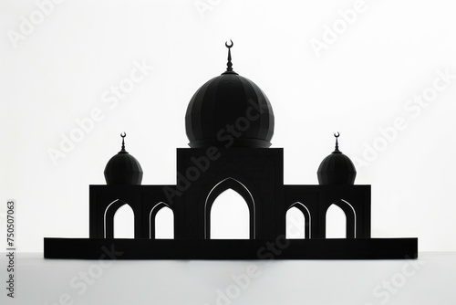 peaceful silhouette of a mosque with a crescent moon and star atop the dome