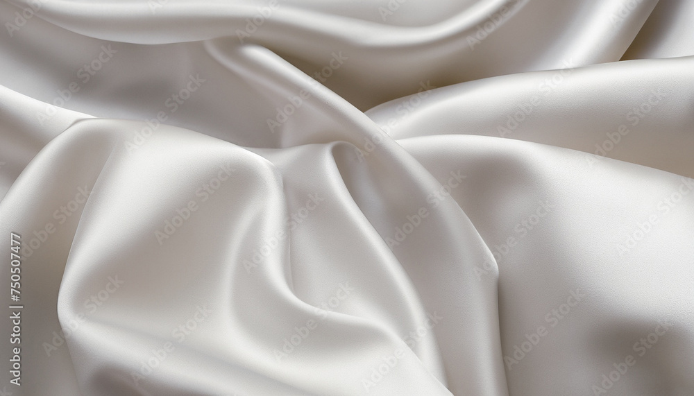 Fototapeta premium Drapery of white satin for background; silk fabric with an abstract
