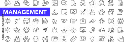 Management icon set with editable stroke. Business Management thin line icon collection. Vector illustration