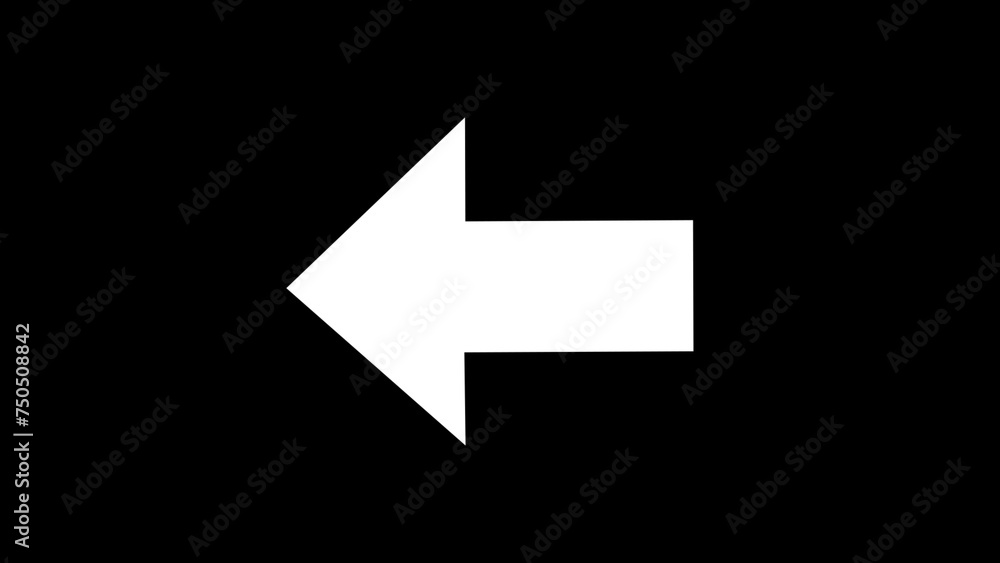 Left or back directional white arrows on black background Left or back directional white arrows on black background