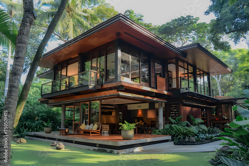 Spacious Verandas: Wrap-around verandas on both levels, crafted from rich, polished wood, invite you to embrace the forest views. Imagine hammocks swaying gently in the breeze, or cushioned seating 