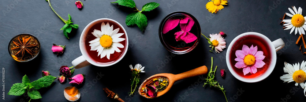 cup of tea with herbs. Selective focus. cup of tea with herbs. Selective focus.