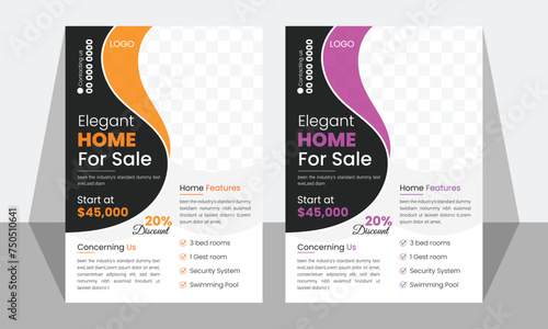 Flyer design for home sale and property vector print ready  (ID: 750510641)