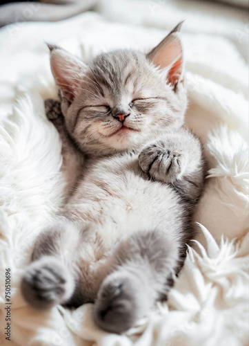 cute kitten is sleeping. Selective focus. © Erik