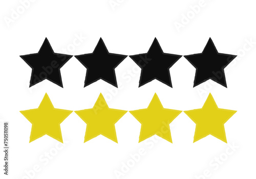 Hoja de iconos de estrella negra y amarilla. 