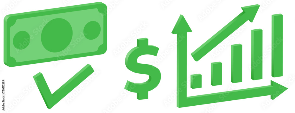 3d financial business element set with green color. vector illustration 3d financial business element set with green color. vector illustration
