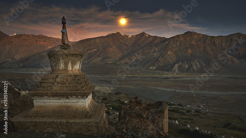 Moonrise in the valley of Zanskar region of Ladakh