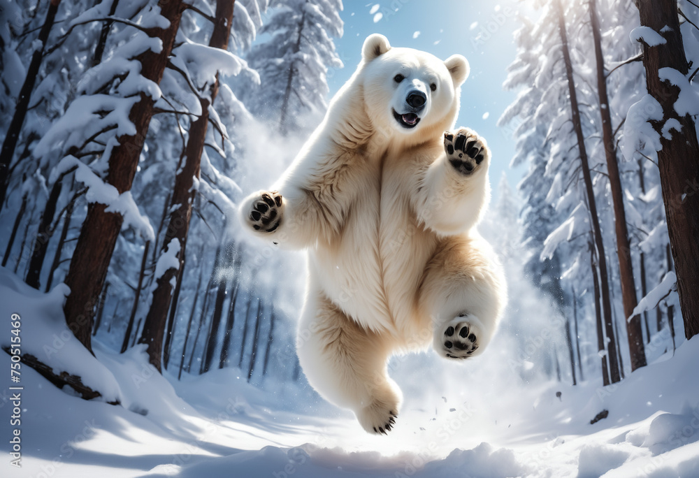 White fluffy polar bear. Generative AI White fluffy polar bear. Generative AI