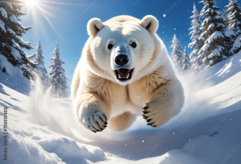 White fluffy polar bear. Generative AI White fluffy polar bear. Generative AI