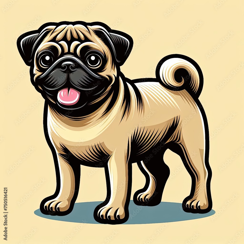 Adorable Antics: Whimsical Pug Artwork Filled with Laughter