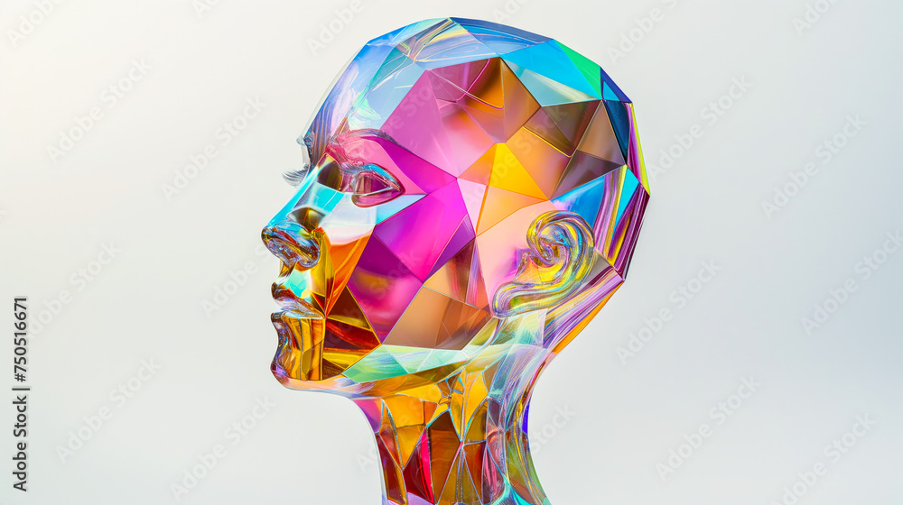 Abstract colorful human head made of glass. Concept of human mind Abstract colorful human head made of glass. Concept of human mind