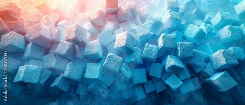 Sugar sweetener. Low poly style design. Modern 3D graphic concept. Blue geometric background. Wireframe connection structure.  illustration. photo